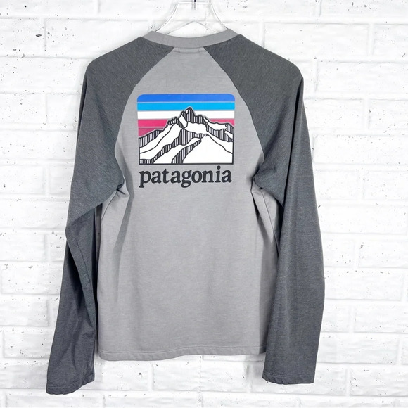 PATAGONIA Grey Line Logo Ridge Crewneck lightweight fleece Men’s Small - Picture 1 of 8